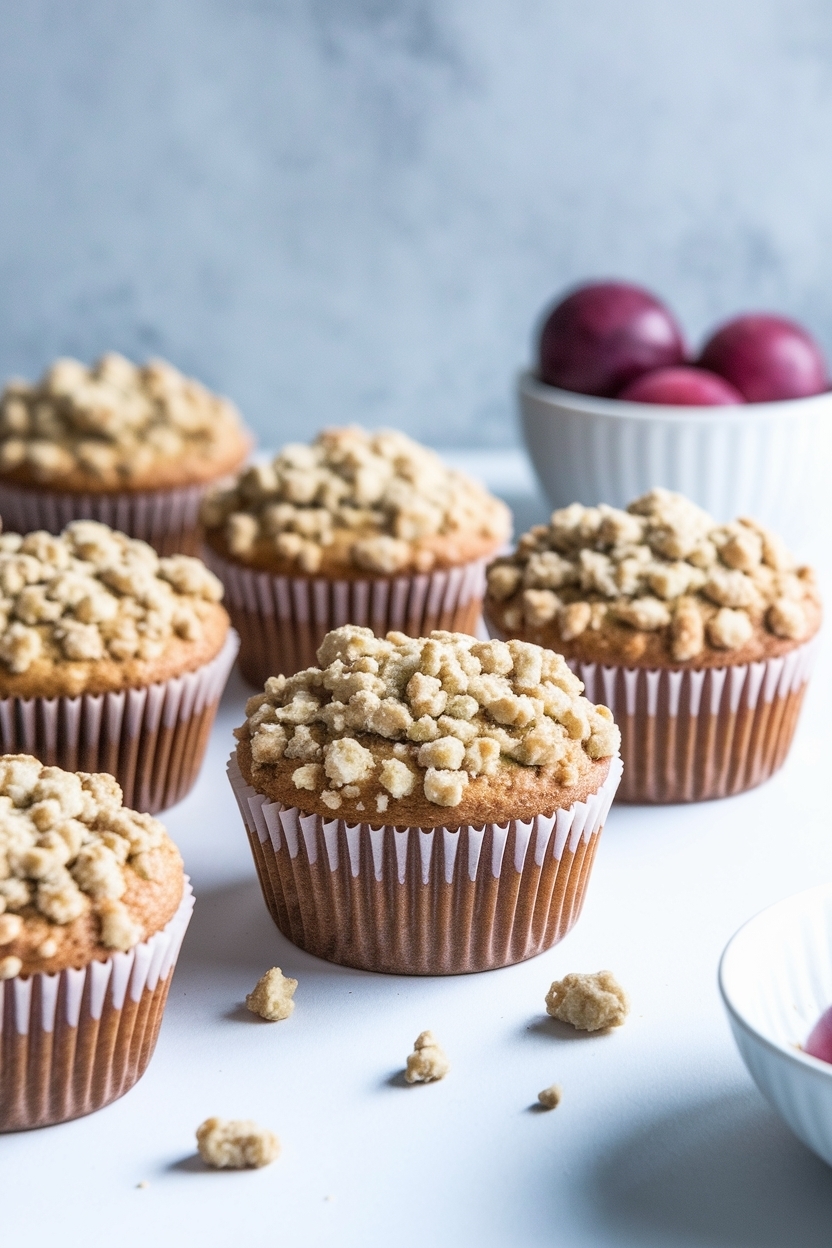 rhubarb muffins with streusel