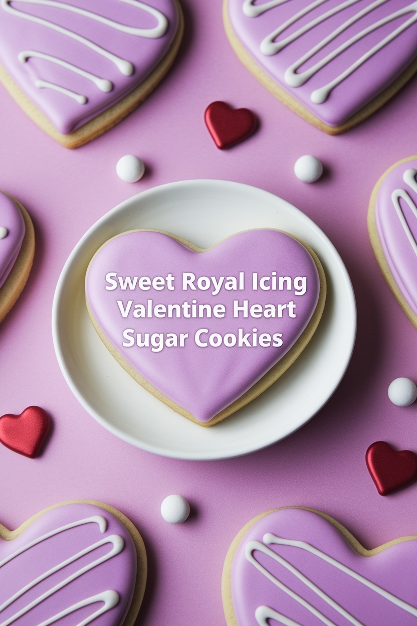 royal icing valentine heart sugar cookies