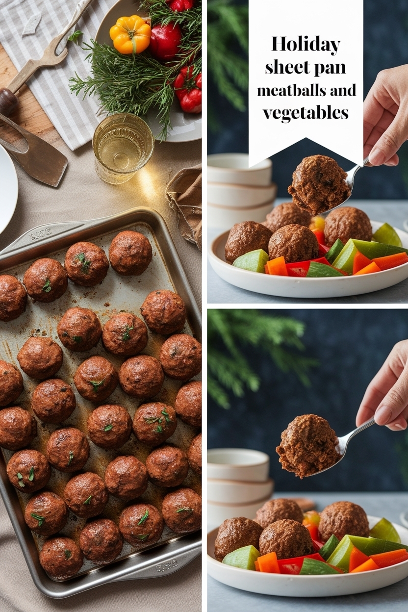 sheet pan meatballs and vegetables
