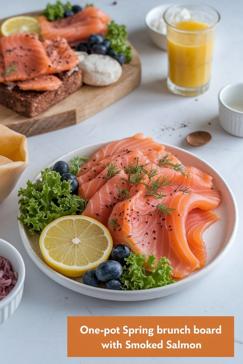 spring brunch board with smoked salmon