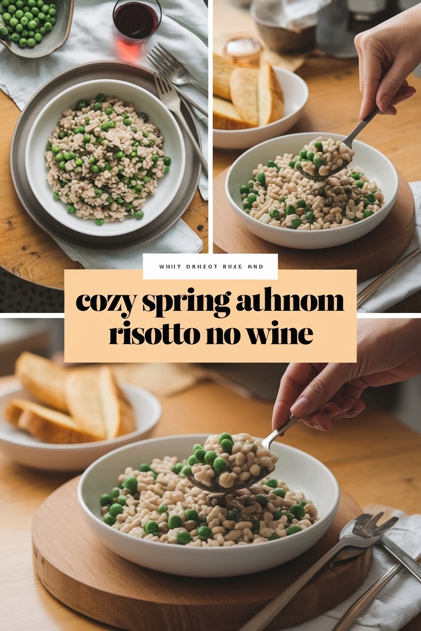 spring pea and mushroom risotto no wine