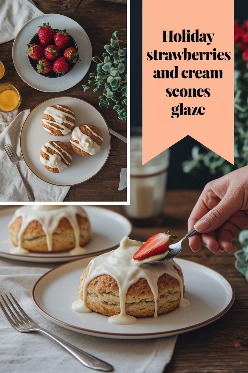 strawberries and cream scones glaze