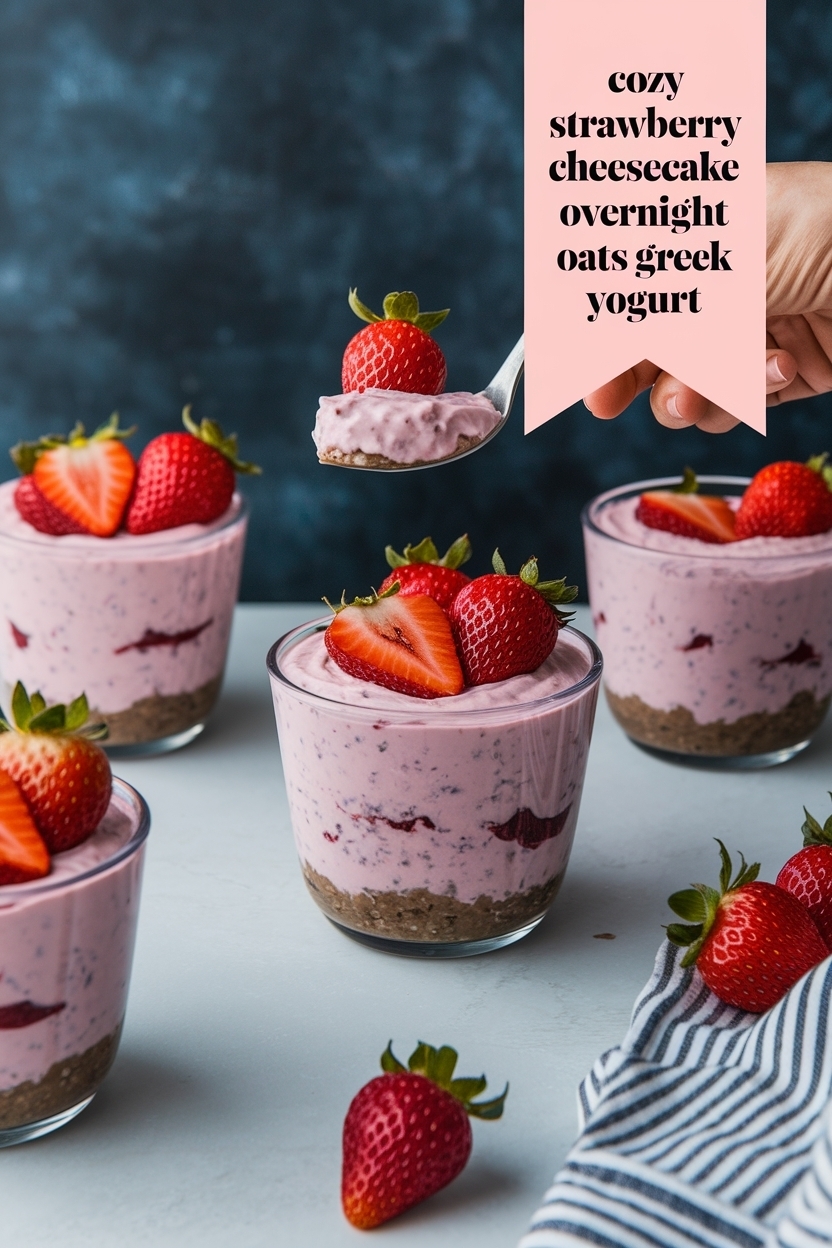 strawberry cheesecake overnight oats greek yogurt