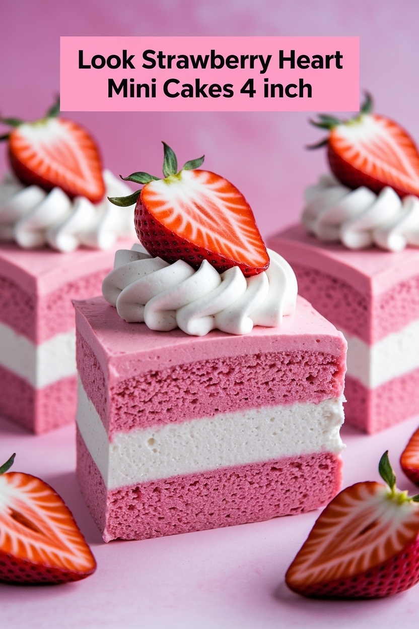 strawberry heart mini cakes 4 inch