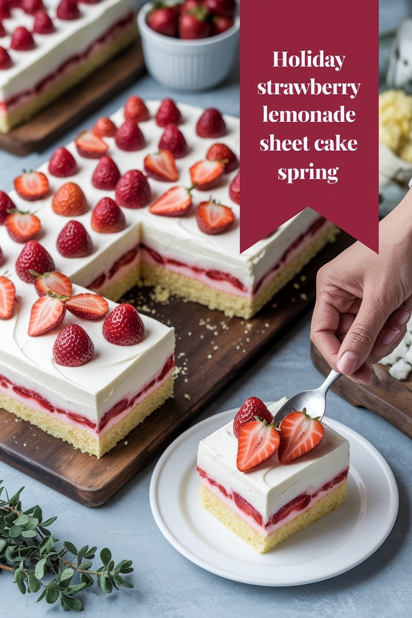 strawberry lemonade sheet cake spring