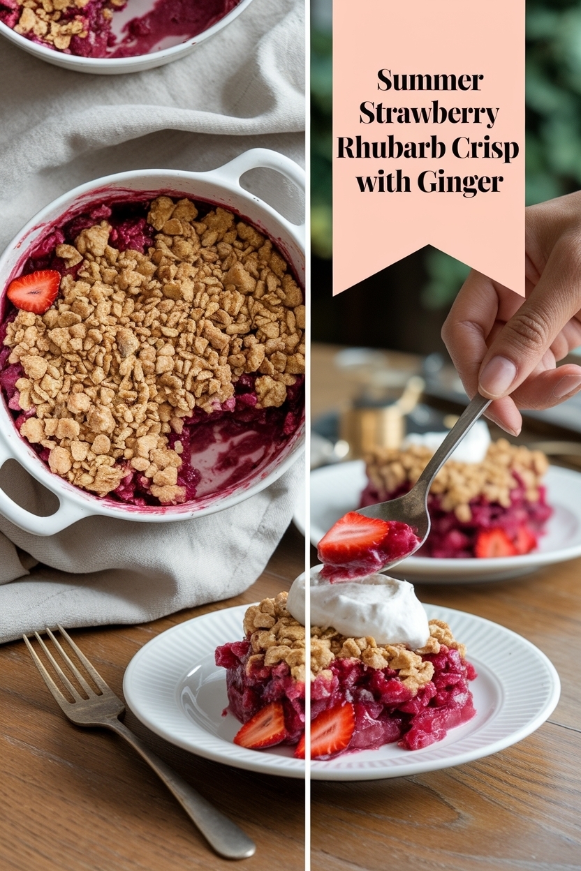 strawberry rhubarb crisp with ginger