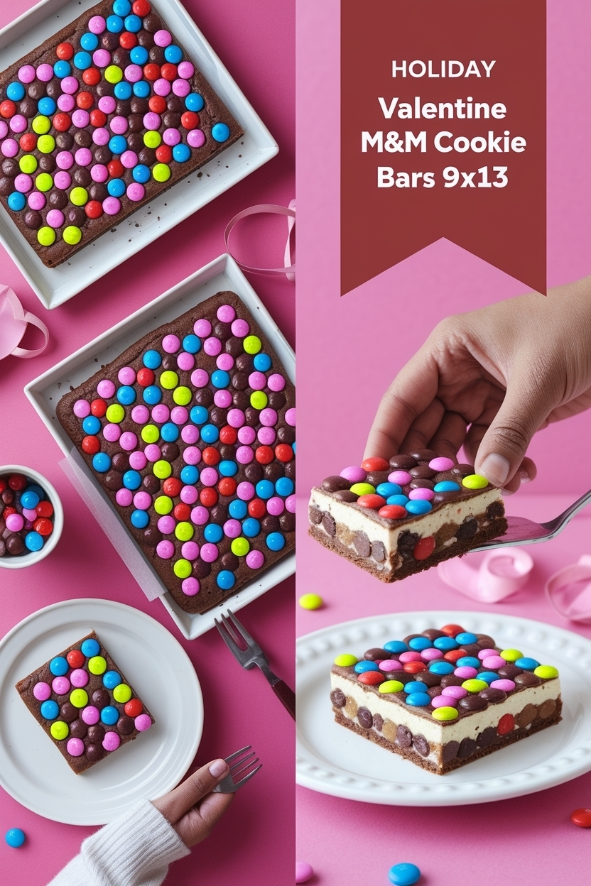 valentine m&m cookie bars 9x13