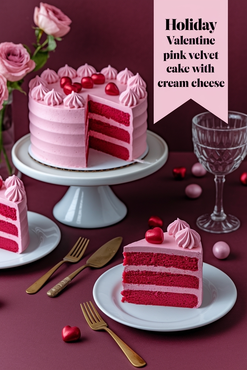 valentine pink velvet cake with cream cheese