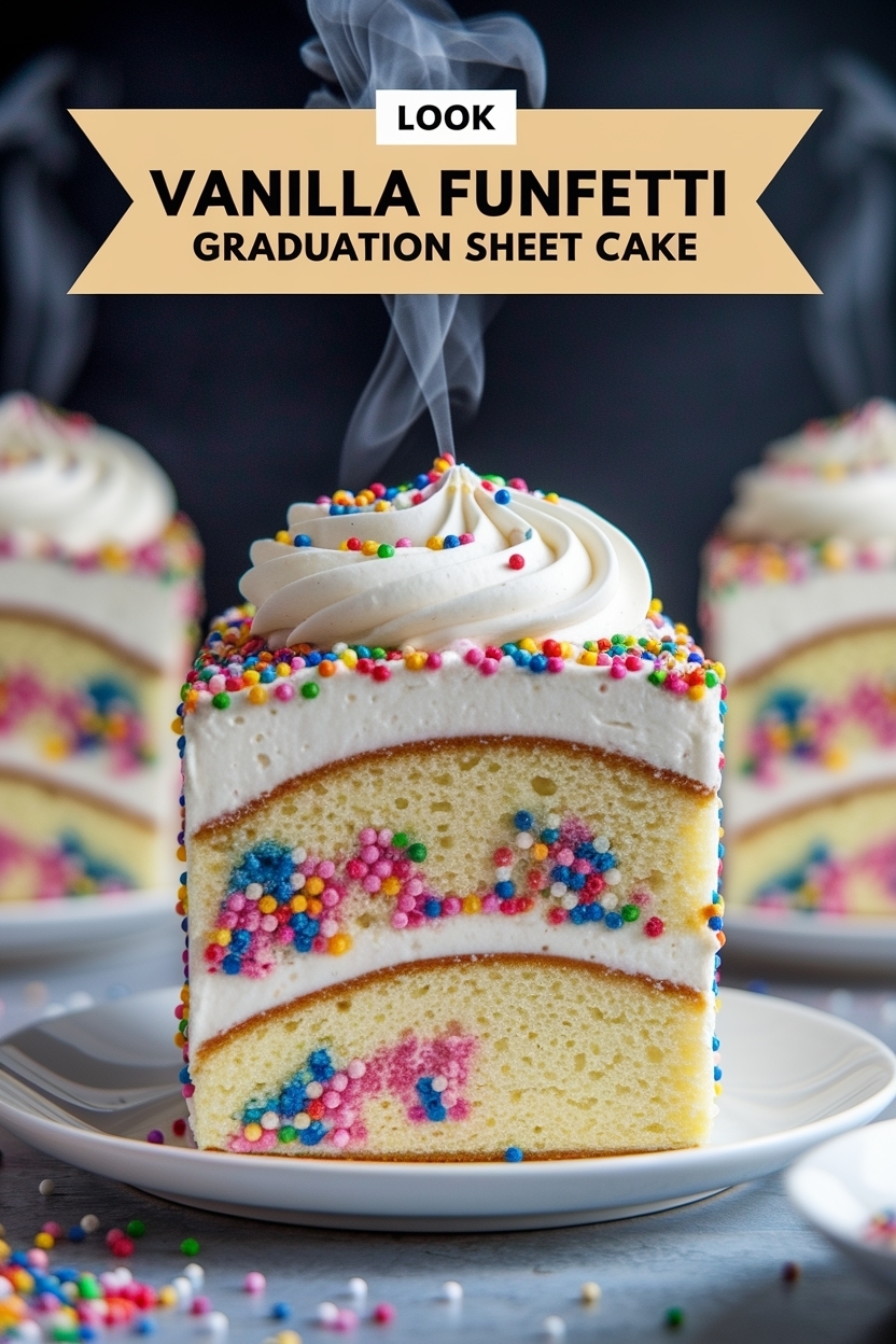 vanilla funfetti graduation sheet cake