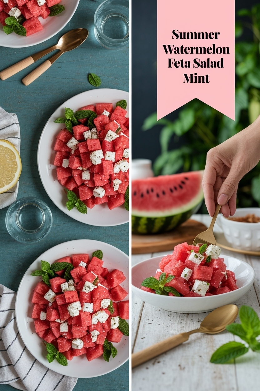 watermelon feta salad mint
