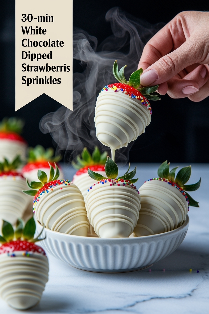 white chocolate dipped strawberries sprinkles
