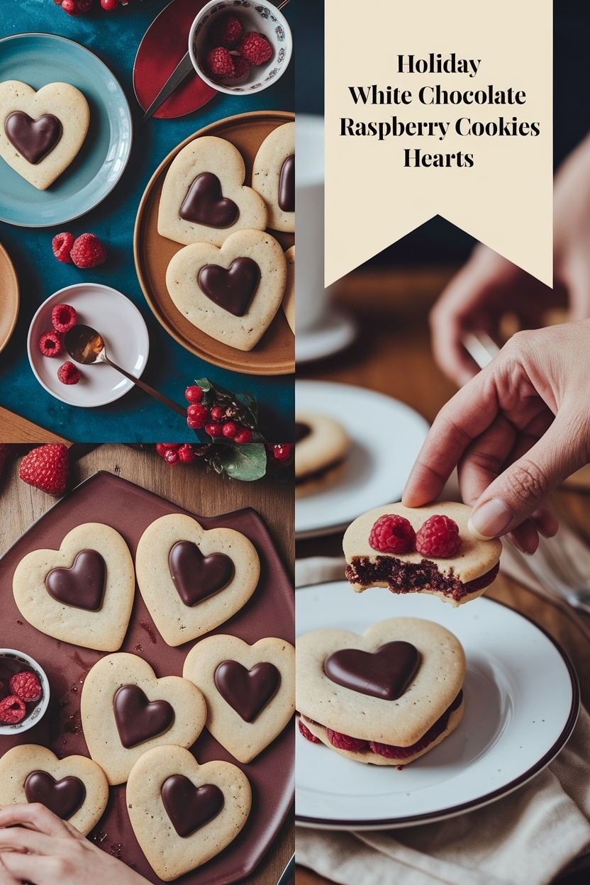 white chocolate raspberry cookies hearts